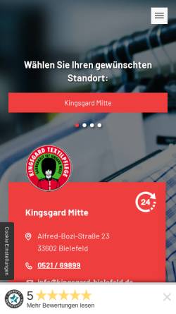 Vorschau der mobilen Webseite www.kingsgard-bielefeld.de, Kingsgard Bielefeld