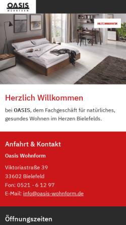 Vorschau der mobilen Webseite www.oasis-wohnform.de, Oasis Wohnform - Inh. Christine Schelp