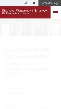 Vorschau der mobilen Webseite www.diekmeyer.de, Diekmeyer, Wagenknecht & Nordmeyer GbR, Rechtsanwälte und Notare