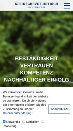 Vorschau der mobilen Webseite www.kgd-anwalt.de, Klein, Greve & Dietrich, Rechtsanwälte