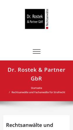 Vorschau der mobilen Webseite www.rechtsanwaelte-rostek.de, Rechtsanwälte Dr. Rostek, Dr. Klose Partner GbR
