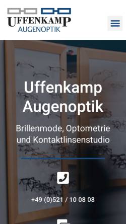 Vorschau der mobilen Webseite www.uffenkamp-optik.eu, Uffenkamp-Optik - Inh. Hans-Joachim Uffenkamp