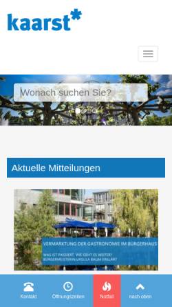 Vorschau der mobilen Webseite www.kaarst.de, Stadt Kaarst