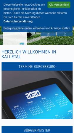 Vorschau der mobilen Webseite www.kalletal.de, Gemeinde Kalletal