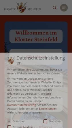 Vorschau der mobilen Webseite www.kloster-steinfeld.de, Salvatorianer Kloster Steinfeld