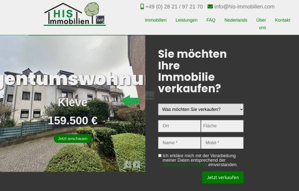 Vorschau von www.his-immobilien.com, Klever Immobilien-Center HIS Immobilien GmbH