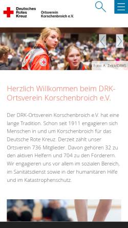 Vorschau der mobilen Webseite drkkorschenbroich.de, Deutsches Rotes Kreuz Ortsverein Korschenbroich e.V.