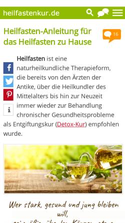 Vorschau der mobilen Webseite www.heilfastenkur.de, Heilfastenkur, Tonia Tünnissen-Hendricks
