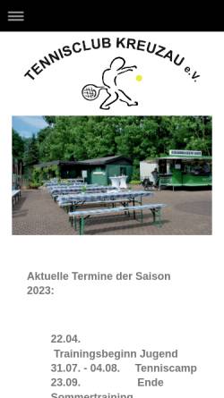 Vorschau der mobilen Webseite www.tennisclub-kreuzau.de, Tennis-Club Kreuzau e.V.