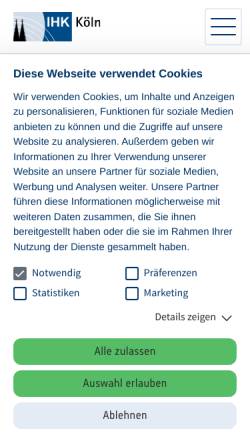 Vorschau der mobilen Webseite www.ihk.de, Industrie- und Handelskammer zu Köln