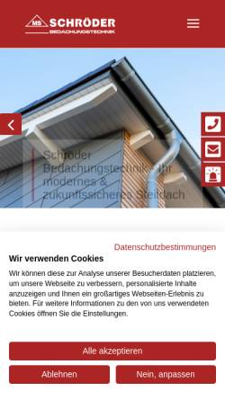 Vorschau der mobilen Webseite www.msdach.de, Bedachungstechnik Manfred Schröder GmbH