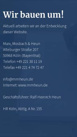 Vorschau der mobilen Webseite www.mmheun.de, Marx, Mosbach & Heun