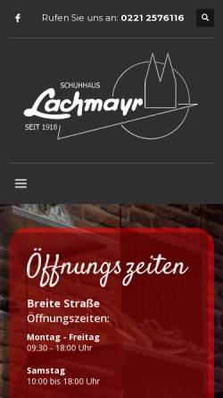 Vorschau der mobilen Webseite www.lachmayr.de, Lachmayr Köln - Straßen- und Golfschuhe