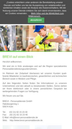 Vorschau der mobilen Webseite www.brevi-personaldienste.de, BREVI-Personaldienste GmbH