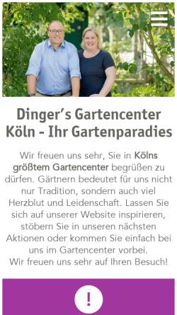 Vorschau der mobilen Webseite www.dingers.de, Dinger’s Gartencenter Köln