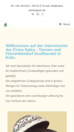 Vorschau der mobilen Webseite www.nalca-tannengruen.de, Nalca Tannen und Floristikbedarf Grosshandel