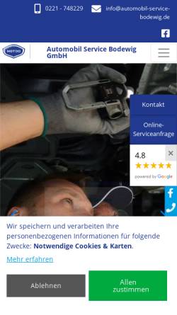 Vorschau der mobilen Webseite www.automobil-service-bodewig.de, Automobil Service Bodewig