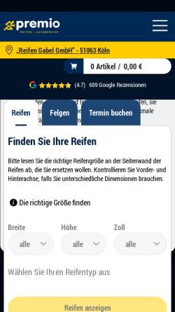 Vorschau der mobilen Webseite www.reifen-gabel.de, Reifen Gabel GmbH