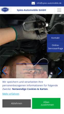 Vorschau der mobilen Webseite www.spies-automobile.de, Spies-Automobile