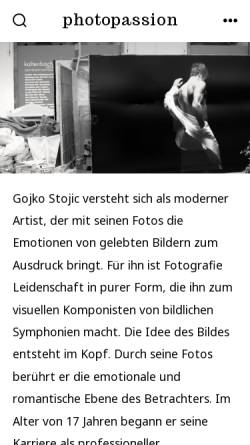 Vorschau der mobilen Webseite www.photopassion.de, Gojko Stojic, Photopassion