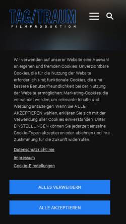 Vorschau der mobilen Webseite www.tagtraum.de, Tag/Traun Filmproduktion GmbH & Co. KG