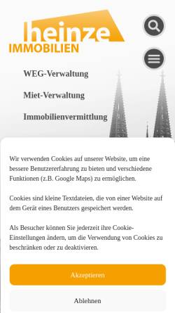 Vorschau der mobilen Webseite e-heinze.de, Eckhard Heinze Immobilien GmbH