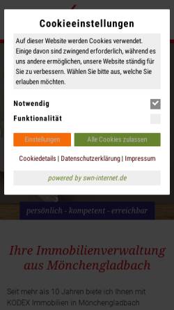 Vorschau der mobilen Webseite www.kodex-immo.de, KODEX Immobilienberater Rüdiger Fleige
