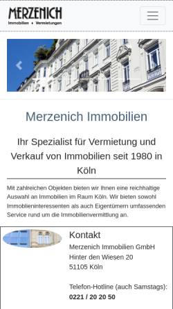 Vorschau der mobilen Webseite www.merzenich.de, Merzenich Immobilien
