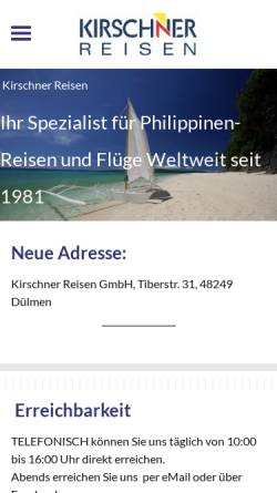 Vorschau der mobilen Webseite www.kirschner.de, Kirschner Reisen GmbH