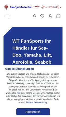 Vorschau der mobilen Webseite www.wtfunsports.de, WT FunSports Warenhandelsges. mbH
