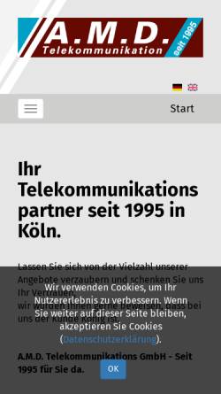 Vorschau der mobilen Webseite www.amd-gmbh.com, A.M.D. Telekommunikation GmbH