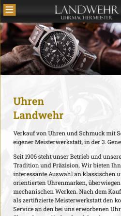 Vorschau der mobilen Webseite www.uhren-landwehr.de, Uhrmachermeisterbetrieb Landwehr