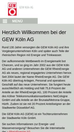 Vorschau der mobilen Webseite www.gewkoelnag.de, GEW Köln AG