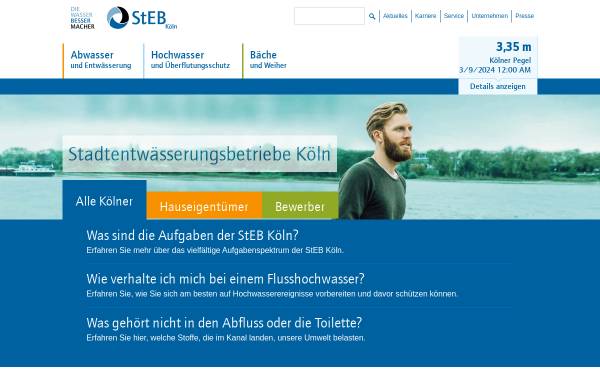 Vorschau von www.steb-koeln.de, Stadtentwässerungsbetriebe Köln (StEB)