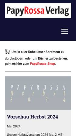 Vorschau der mobilen Webseite www.papyrossa.de, PapyRossa Verlag