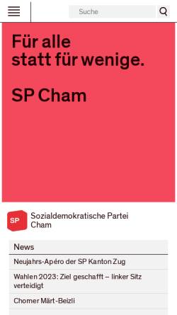 Vorschau der mobilen Webseite cham.sp-zug.ch, SP Cham