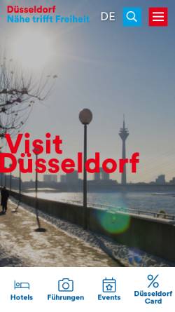 Vorschau der mobilen Webseite www.duesseldorf-tourismus.de, Düsseldorf Marketing & Tourismus GmbH