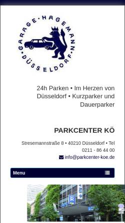 Vorschau der mobilen Webseite www.parkcenter-koe.de, ParkCenter Kö Hagemann