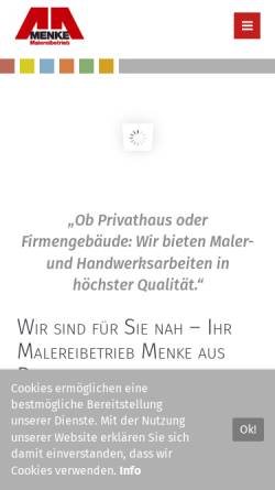 Vorschau der mobilen Webseite www.menke-malereibetrieb.de, Franz Menke GmbH und Co. KG