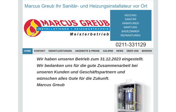 Vorschau von www.greub.de, Marcus Greub, Installations- und Heizungsbaubetrieb