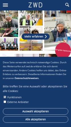 Vorschau der mobilen Webseite www.zwd.de, Zukunftswerkstatt