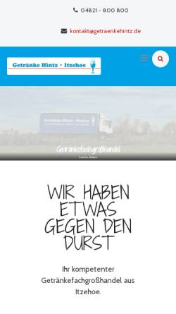 Vorschau der mobilen Webseite www.getraenkehintz.de, Getränke Hintz