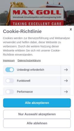 Vorschau der mobilen Webseite www.maxgoll.de, Max Goll GmbH