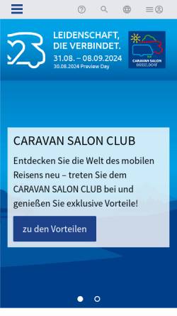 Vorschau der mobilen Webseite www.caravan-salon.de, Caravan Salon Düsseldorf