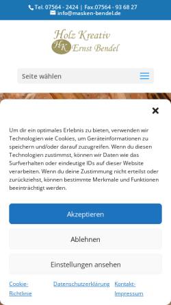 Vorschau der mobilen Webseite masken-bendel.de, Bendel, Ernst