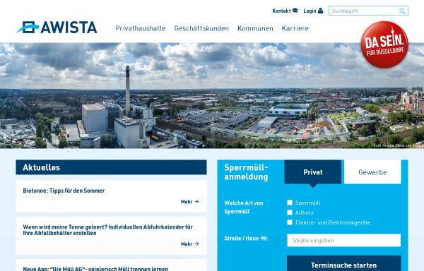 Vorschau von www.awista.de, AWISTA Gesellschaft für Abfallwirtschaft und Stadtreinigung mbH