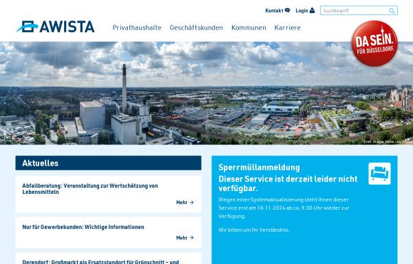 Vorschau von www.awista.de, AWISTA Gesellschaft für Abfallwirtschaft und Stadtreinigung mbH