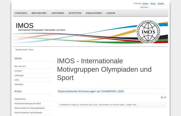 Vorschau von www.imos-online.de, Internationale Motivgruppen Olympiaden und Sport (IMOS)
