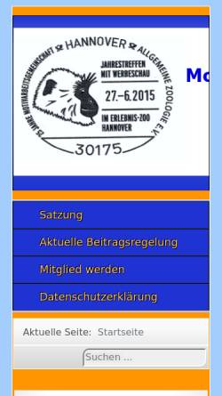 Vorschau der mobilen Webseite www.arge-zoologie.de, Motivarbeitsgemeinschaft Allgemeine Zoologie e.V.