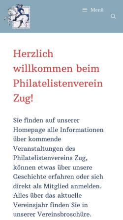 Vorschau der mobilen Webseite www.philatelistenverein-zug.ch, Philatelistenverein Zug
